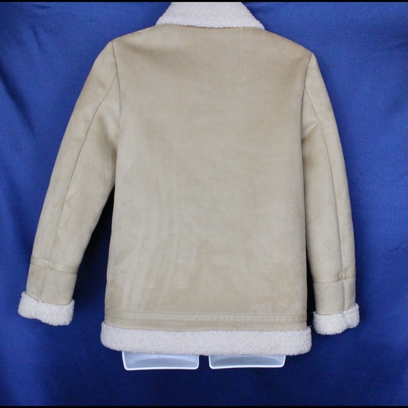 Faux Fur Lined Leather Suede Shearling Moto Jacket - Picture 4 of 9